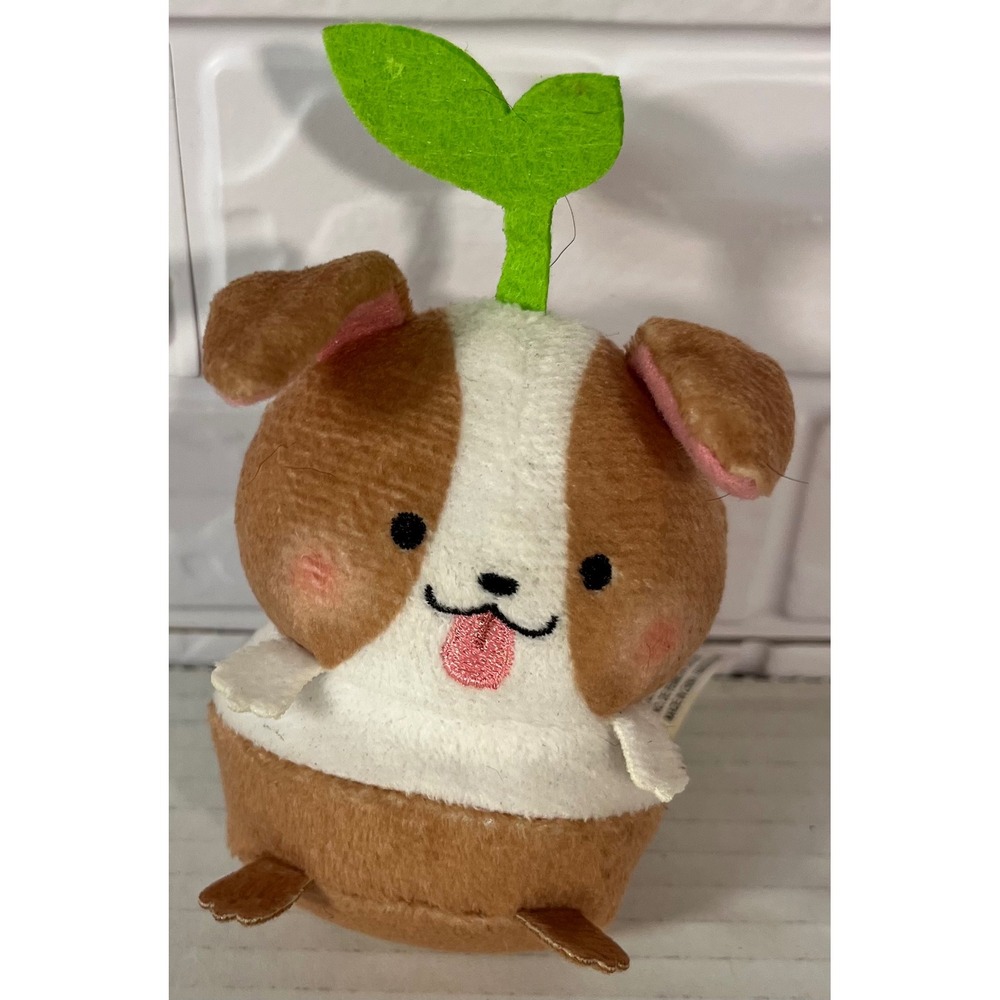 Sakuties Plush Dog Unisex Small Brown White Sprout Head Stuffed Animal Toy